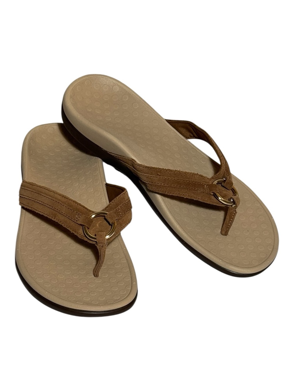 Vionic Aloe Suede Toe-Post Orthotic Sandals Tan Brown TVW5365 Size 10